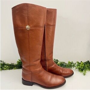 Tory Burch 'Jolie' Riding Knee-High Brown Leather Boots Size 8.5